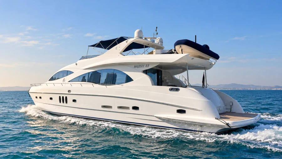 Elite Majesty 88 FT exterior on the water