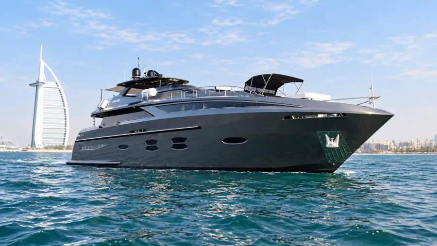 Elite Santorini 115 FT exterior on the water