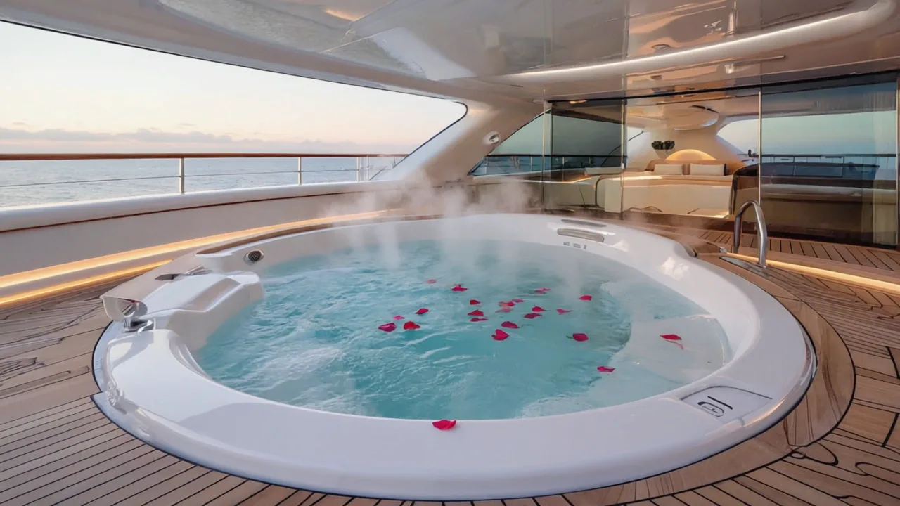 A quiet moment on the jacuzzi deck of a private yacht