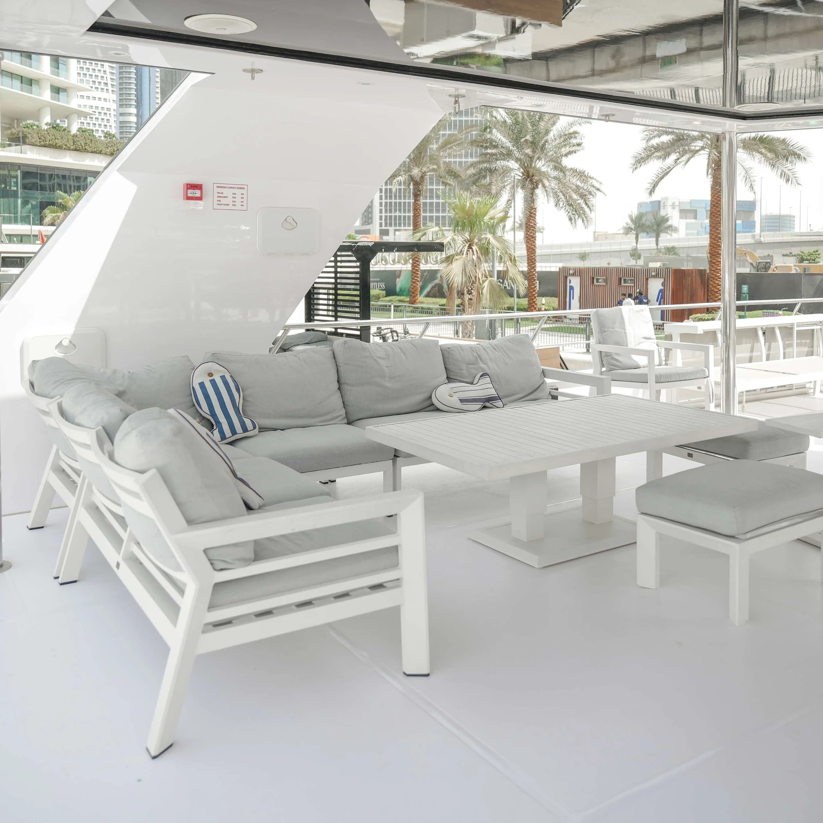 Salama covered outdoor deck with lounge seating